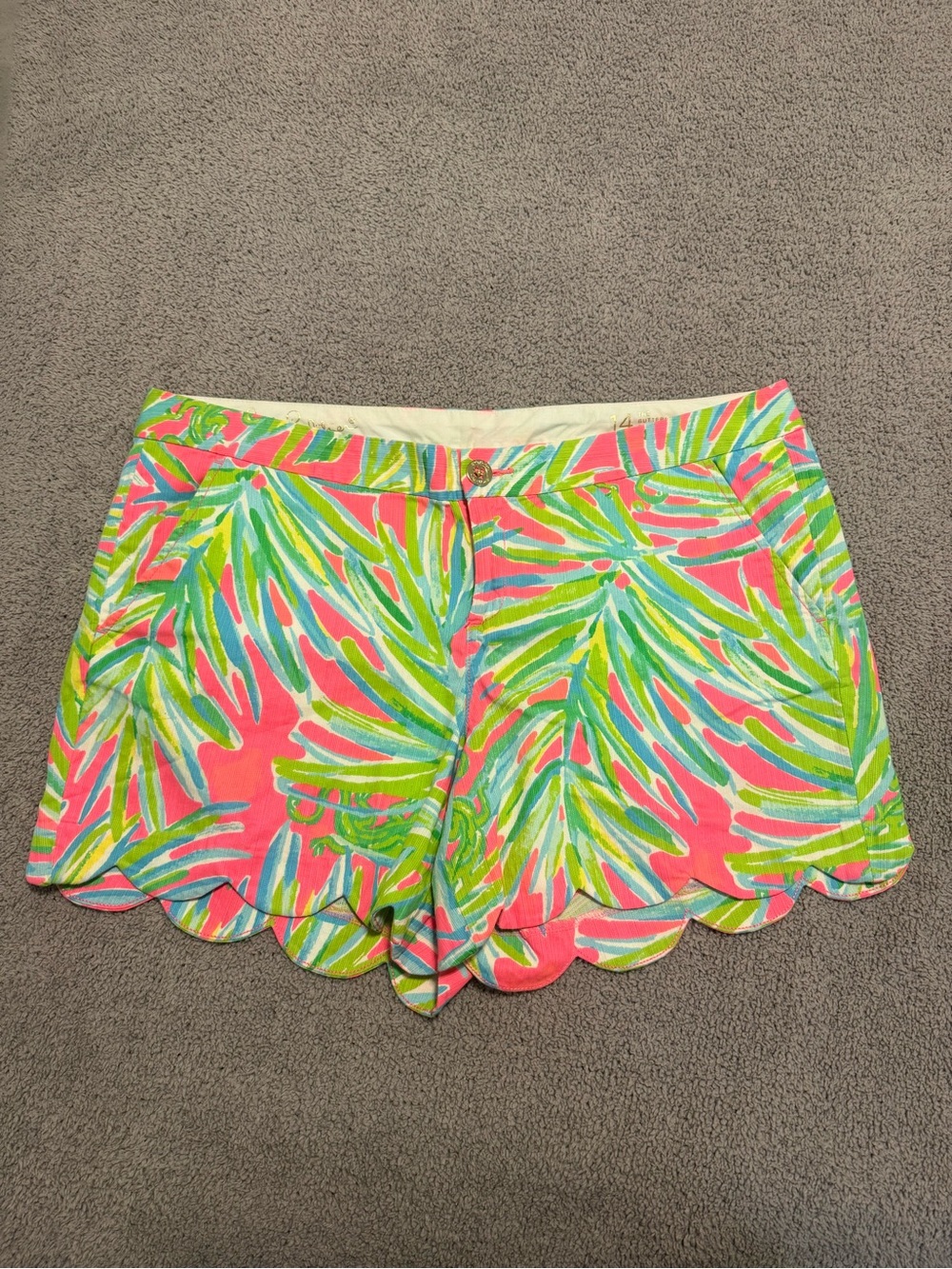 Lilly Pulitzer Coral Pink Tropical Scallop Hem Shorts